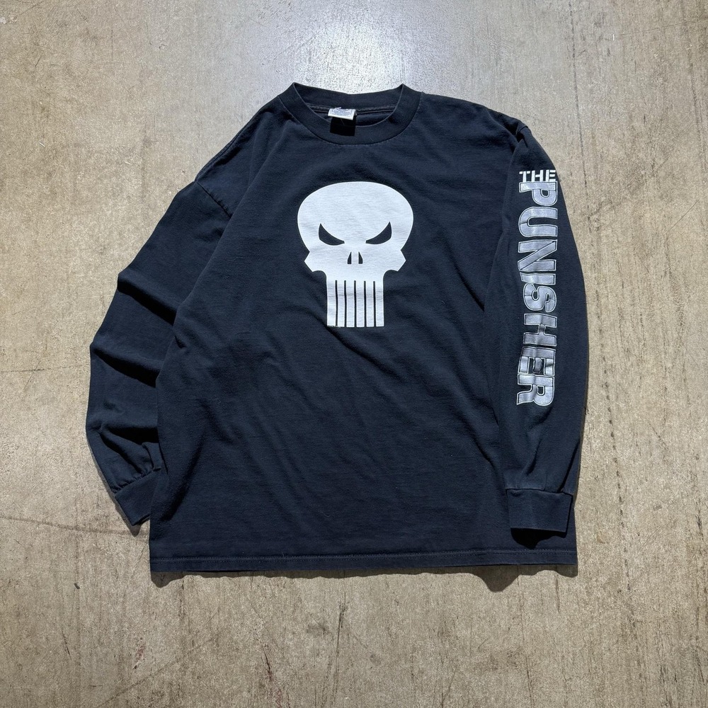 The Punisher Shirt Mens Large Black Long Sleeve Marvel Skull Graphic Tee T-Shirt